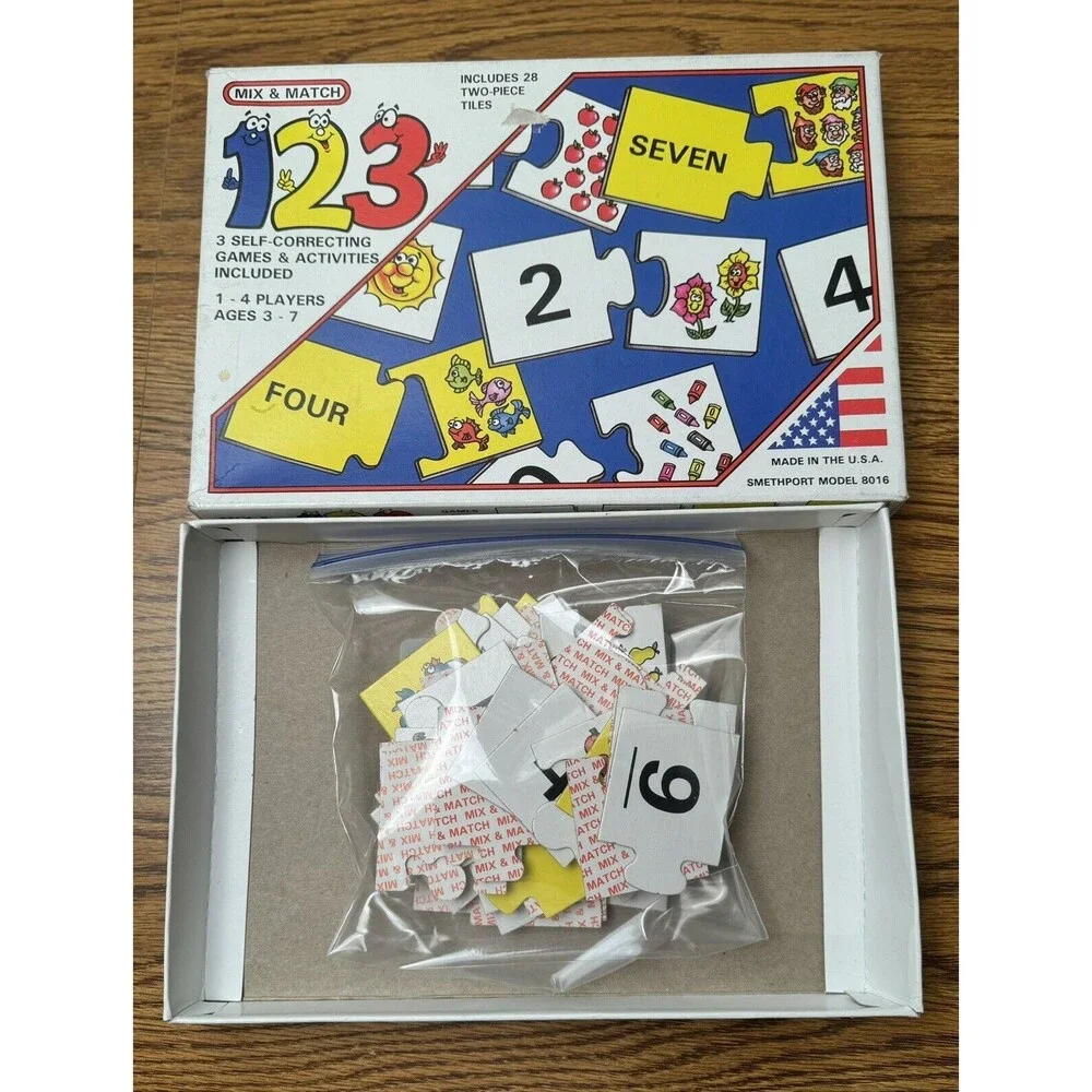 Vtg Mix & Match 123 ages 3-7‎ - Three Self Correcting game Numbers -COMPLETE